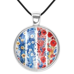 Floral Pendant Necklace with Silver Accents